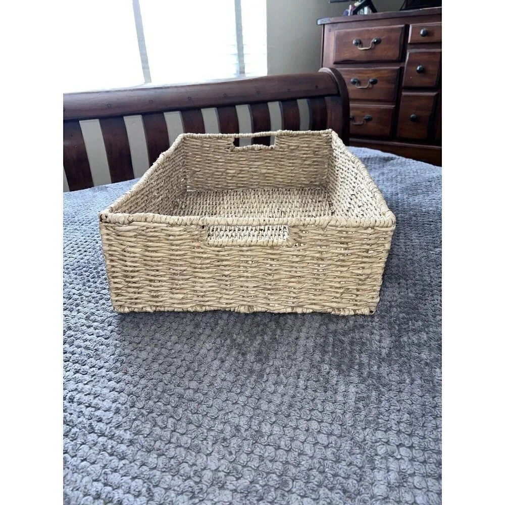 Square Nesting Wicker Baskets with Handle